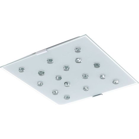 Lampada da soffitto a LED bianca, luce da cucina, lampada da corridoio, vetro satinato, pietre di vetro trasparente, 12W 1020lm bianco caldo, LxH 29 x 7,5 cm, Eglo 93417 (1/2)
