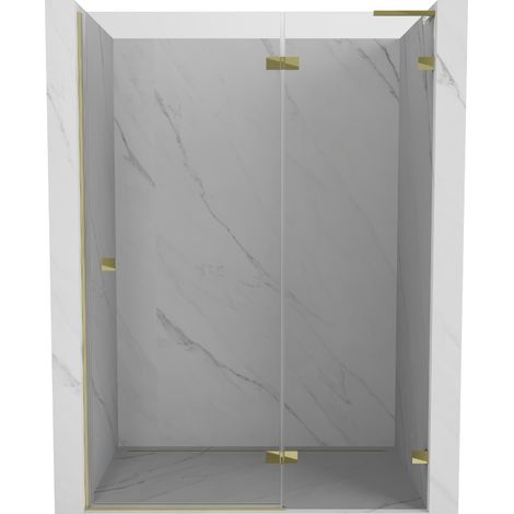 Mexen Lunar L porte de douche pivotante droite 130 cm, transparent, doré - 834L-130-000-50-00-P (1/5)