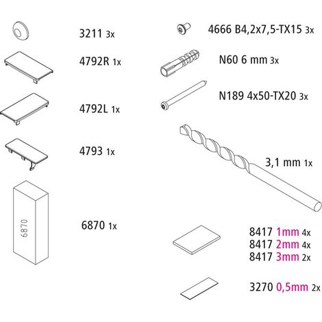 Kermi ZBLI044 Set Montagekleinteile Farbe: silber hochglanz