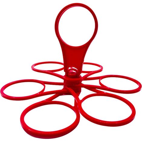 Zusammenklappbarer Becherhalter für 6 Becher mit Griff - Wiederverwendbarer Halter - Ideal für Festivals und Camping (rot) (1/5)