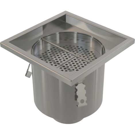 Pozzetto di scarico industriale 200×200, acciaio inox AISI 304 (1/2)