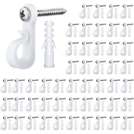 50pcs Crochet de Lumière, Robustes Crochet de Lumière Crochets de Guirlande Lumineuse Jardin Extérieur (Blanc) (1/5)