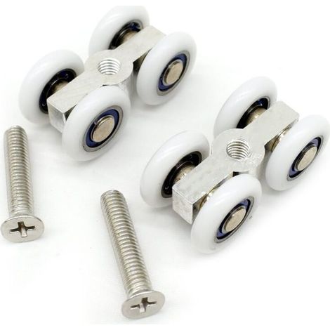 Lot de 2 roulettes pour porte coulissante de douche en verre avec vis (2PCS) (1/4)