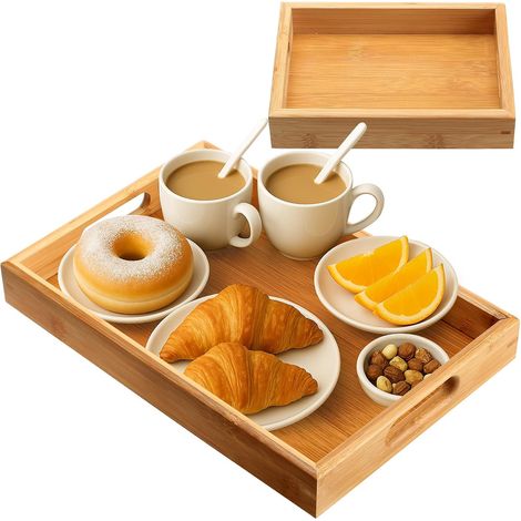 Plateaux de Service en Bois avec Poignées – Lot de 2