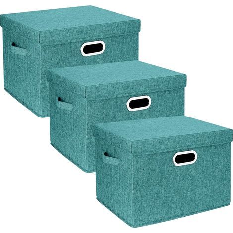 Set of 3 Foldable Fabric Storage Boxes with Lids, 44x30x29 cm, Oxford Polyester, for Office or Home (1/5)