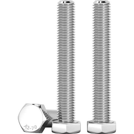 M8 x 100mm Boulons Hexagonaux Acier Inoxydable A2 V2A Vis à Tête Hexagonale DIN 933 Vis Inox M8 Boulon pour Automobile et Machinerie, Argent, 10 Pièces (1/5)