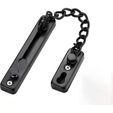 Door chains, anti-theft door chain lock, reliable stainless steel door security chain latch lock ideal for home hotel (Black). (1/4)
