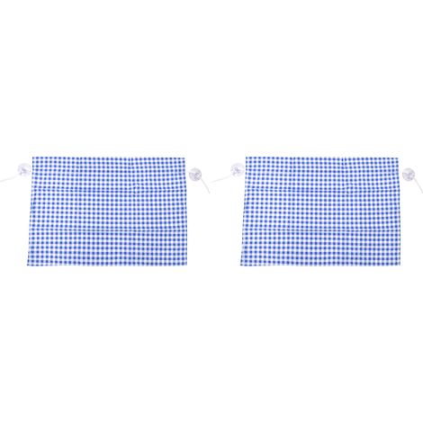 Lot de 2 rideaux pare-soleil latéraux anti-UV pour voiture, motif quadrillé, avec ventouses - Bleu quadrillé (1/5)