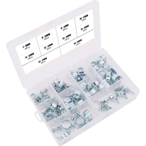 Colliers de serrage - RNEMITERY - Lot de 60 - Métal - 10 tailles - Pour tuyau à essence diesel