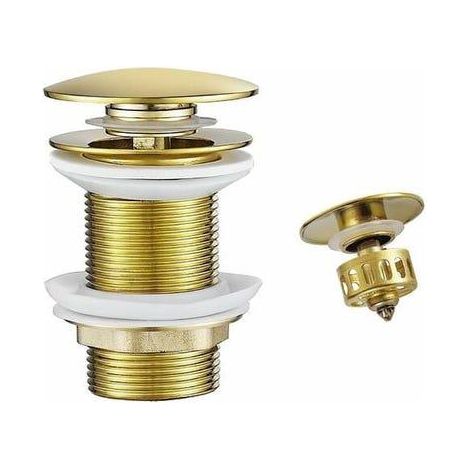 Bonde De Lavabo À Poussoir (Sans Trop-Plein), Bouchon De Bonde Avec Panier-Filtre, Bouchon De Bonde De Lavabo De Salle De Bain En Laiton (1/4)