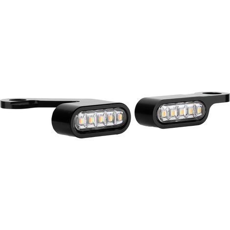 2x Feux De Clignotants LED Mini Moto Aluminium Anticorrosion Coque Noire Verre Blanc Accessoire Moto (1/5)