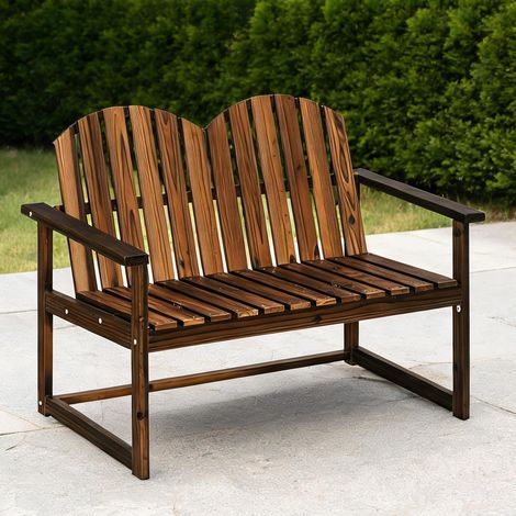 Banc de jardin verkohlt en tannenholz 114 x 63 x 86 cm (1/5)