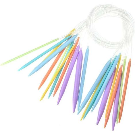 Aiguilles à Tricoter Circulaires 80 cm Multicolores, Lot de 12 Outils pour Tricot et Couture (1/5)