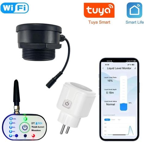 Tuya Kit di Misurazione Livello Acqua Smart WiFi con Monitor Indicatore e Presa (1/5)
