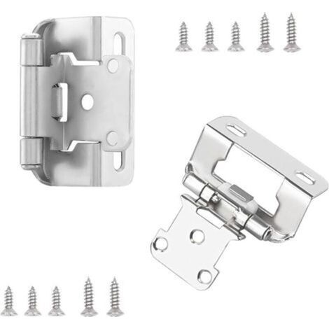 2 Pieces Cabinet Hinge, Semi-Hidden Cabinet Door Hinges, Automatic Hinges, for Cabinet Doors, Silver (1/5)