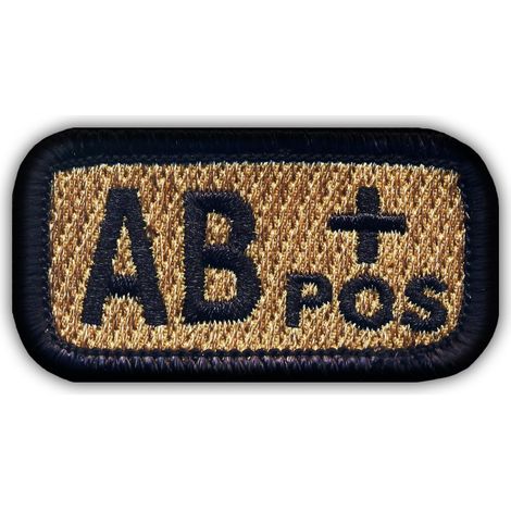 Patchion Blutgruppe AB „pos“ coyote-tan - Aufnäher/Abzeichen/Emblem zum Aufnähen