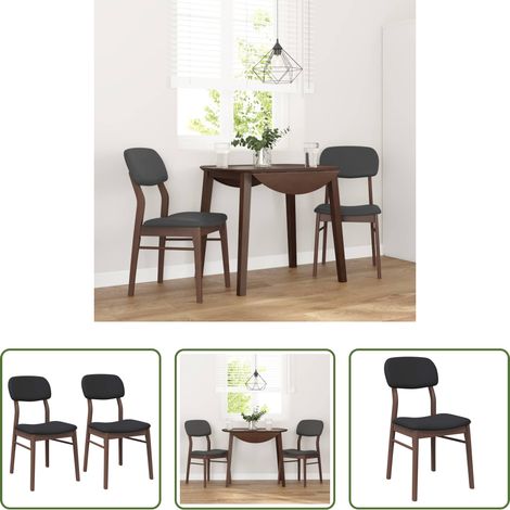 vidaXL Sillas de comedor con cojines 2 uds madera maciza marrón caucho (1/5)