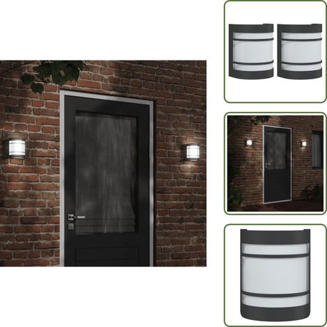 The Living Store Appliques murales d'extérieur 2 pcs noir acier inoxydable - Applique Murale Exterieure - Éclairage Extérieur - Luminaire Mural - Lampadaire Extérieur - Lumière Extérieure (1/5)