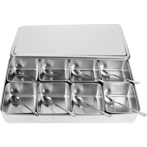 Bote d'assaisonnement en alliage d'aluminium à 8 grilles, conteneurs de stockage de condiments, pot à épices, ustensiles de cuisine (1/5)