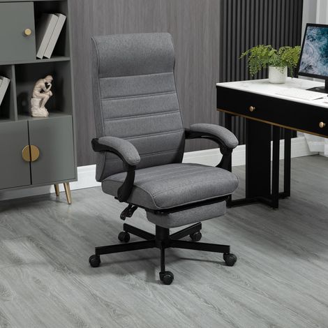 Silla de Oficina Reclinable con Altura Ajustable Reposabrazos y Reposapiés Retráctil 68x67x106-114 cm Gris (1/5)