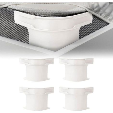 Set mit 4 Bettlaken-Befestigungen mit Sicherungsbändern, Eckbefestigungen für Matratzenschoner, Decken und Bettwäsche