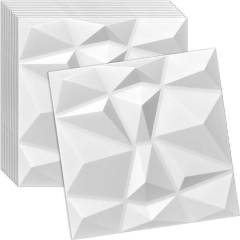 Verdico 3D Wandpaneele Weiß – Deckenpaneele 50x50 cm – Set 12 Stück (3 m²) – Wandverkleidung innen zum Kleben – leichtes Styropor