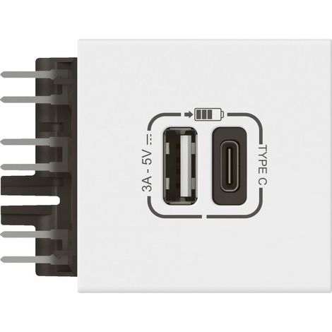 Chargeur usb double associable 2m a+c blanc (077581L) (1/3)