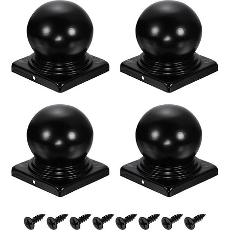 4Pcs Capuchons Pour Poteaux De Clôture, 100mm/3.94-inch Carré Étanche À Dôme Boule Supérieure En Fer Avec Fixation Vis Pour Extérieur Métal Bois Clôture Terrasse Boîte Aux Lettres (1/5)