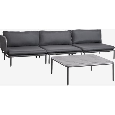 Canapé de jardin d'angle modulable 3 pièces et table basse Roubly SKLUM Gris Graphite (1/5)