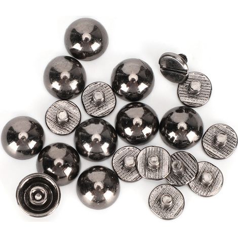 30 jeux de rivets champignon ronds, taille 10, couleur canon de fusil, 10 mm, en forme de champignon + vis (1/5)