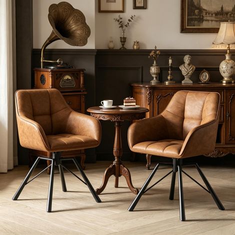 Chaises confortables et larges pour cuisine, chaise pivotante de salle à manger, avec dossier moelleux — lot de 2 (1/5)