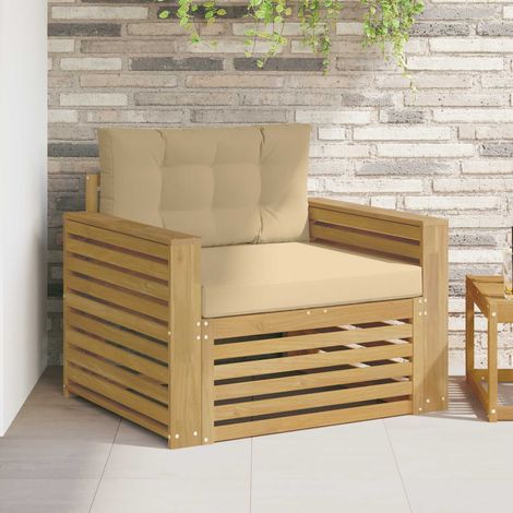 vidaXL Canapé d’extérieur Polyester Blanc et Beige (1/5)
