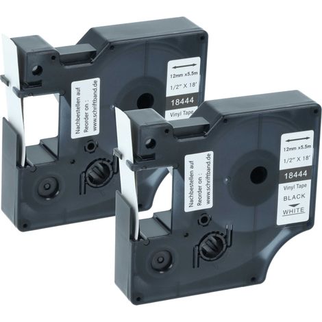 vhbw 2x Label Tape compatible with 3M PL300, PL100, PL200 Label Printer 5.5m x 12 mm, Black on White, Vinyl, plastic (1/4)