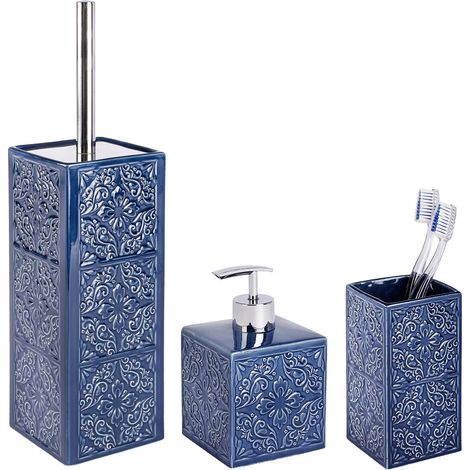 WENKO Badaccessoires Set, 3-teilig CORDOBA DARK BLUE