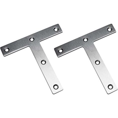 BUNTHAUS PA T-förmige Halterungen, 120 x 120 mm flache gerade Halterungen, Möbelbefestigungsplatte, Reparaturhalterungen aus Edelstahl (2 Stück)—— (1/4)
