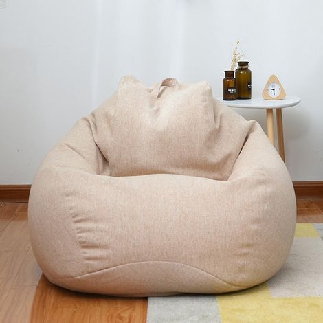Nouveau pouf extra large, housse de canapé, fauteuil relax d'intérieur pour adultes et enfants, prix promotionnel - 80 x 90 cm - Kaki (1/5)