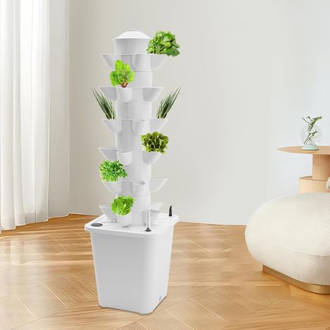 Tour hydroponique, 30 trous, 6 étages, tour hydroponique, jardin, kit de système de culture de tour aéroponique, réservoir d'eau Hydro Grow 10L, hydroponique de jardin vertical pour herbes (1/5)