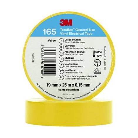 3M Temflex™ 165 165YL6E Nastro isolante Temflex™ 165 Giallo (L x L) 25 m x 19 mm 1 pz.