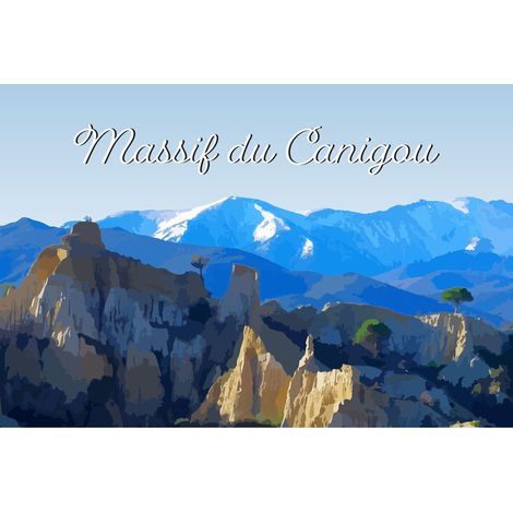 Tableau sur toile illustration Canigou 30x45 cm - Impression sur Toile Murale Décorative - Image imprimée en HD sur Toile - Toile sur Châssis en Bois FSC - Fabriqué en France (1/4)