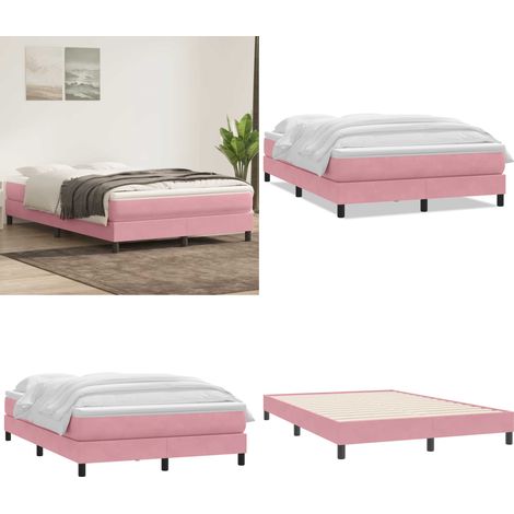 vidaXL Boxspringbett mit Matratze Rosa 140x220 cm Samt (1/5)