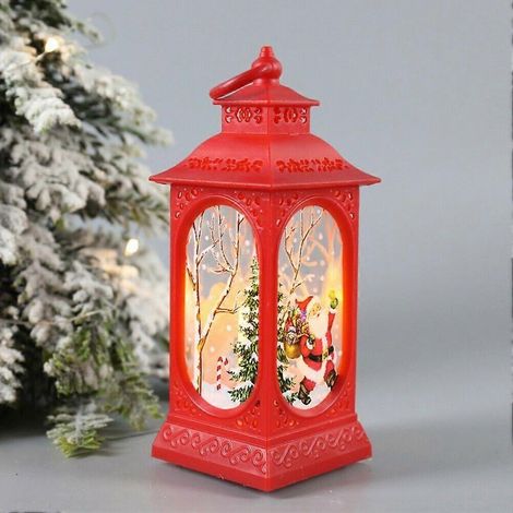 Lanterne lumineuse LED de Noël, sapin de Noël, Père Noël, lampe de table décorative 1 (rouge) (1/5)