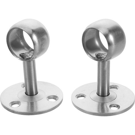 2pcs Embouts de Tige Suspendre en Acier Inoxydable Argenté, Supports Robustes pour Tringle à Rideau et Penderie, Montage Mural ou Plafond, Usage Multiple pour Bureau et (1/5)