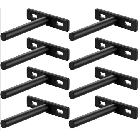 Noir 8 Pièces Equerre Etagere Murale, 75mm SupportEtagere Murale Fixation Invisible Étagère, Support d'Étagère Flottante, Fixation Etagere Invisible Charge Lourde en Métal pour Bricolage (1/4)