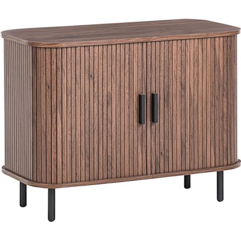 Credenza retrò ad ante scorrevoli MDF Gambe in metallo Legno scuro Bradley (1/5)