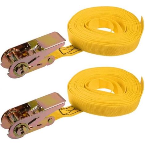 Set 2 Cinghie Ancoraggio a Cricchetto Cinghia Tensione 25mm x 5m 250kg 121004
