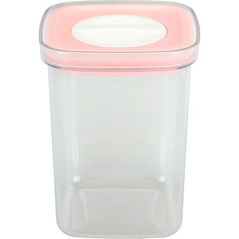 Boîte de Rangement Alimentaire Hermétique 1300ml Rose pour Céréales et Riz - Conteneur Transparent avec Couvercle (1/5)