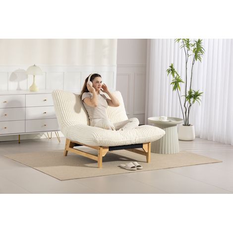 Fauteuil pouf adulte sans accoudoirs ample tissu à cordon avec dossier pour salon chambre.(DA) (1/5)