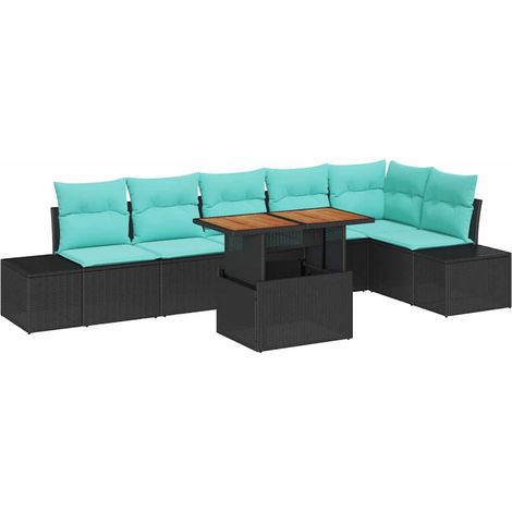 Garden Sofa Set 7 pcs Black Poly rattan vidaXL (1/5)