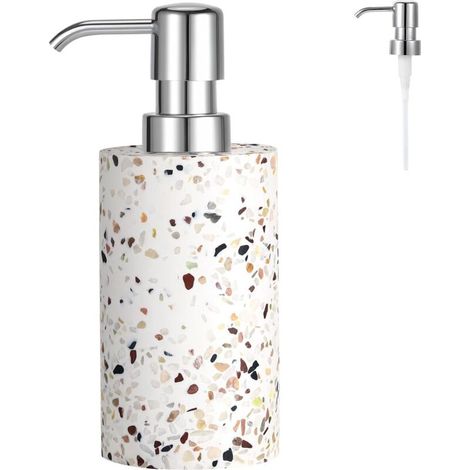 Bardusch-Distributeur savon résine cylindrique, pompe liquide rechargeable, style terrazzo, bain/cuisine (1/5)