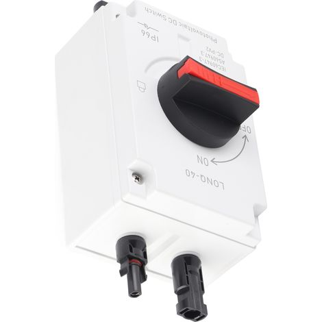 Interrupteur Sectionneur DC Photovoltaïque Étanche IP66 1200V 32A 4P Fusible Protection Panneau Solaire Camping-Car (1/5)